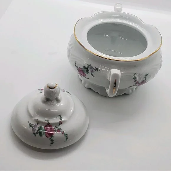 Vintage China Royal Kent Collection Poland Bavarian Rose Sugar Bowl & Creamer - Picture 7 of 13